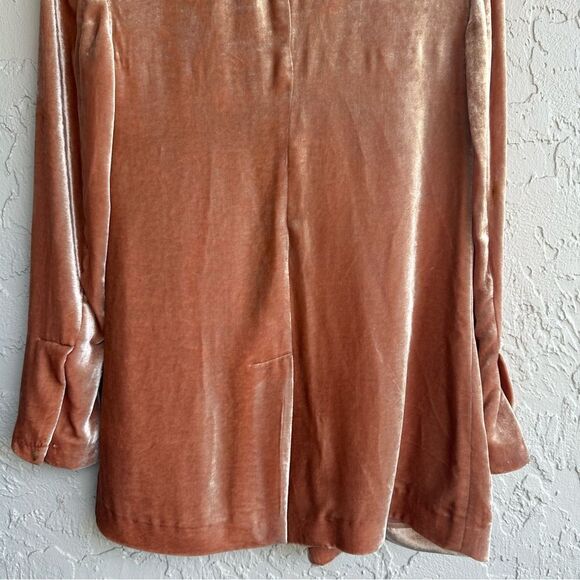 ALC Velvet Blazer Women Size 0 Peach Flowy Drape Shawl Collar Silk - Picture 9 of 9